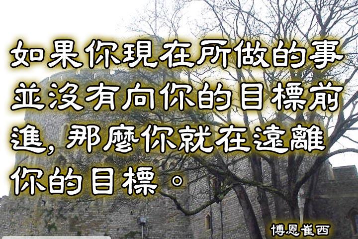 如果你現在所做的事並沒有向你的目標前進，那麼你就在遠離你的目標。--博恩崔西