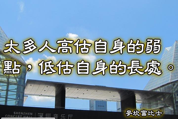 太多人高估自身的弱點，低估自身的長處。--麥坎富比士